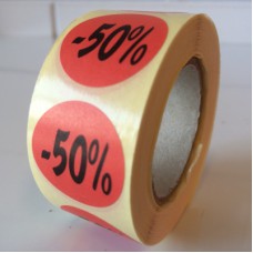 Etiket Ø27mm rood -50% 500/rol Td27511650